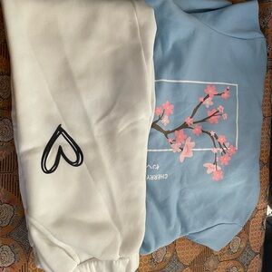 New sky blue hoodie and white sweater pant girl size 11-12
